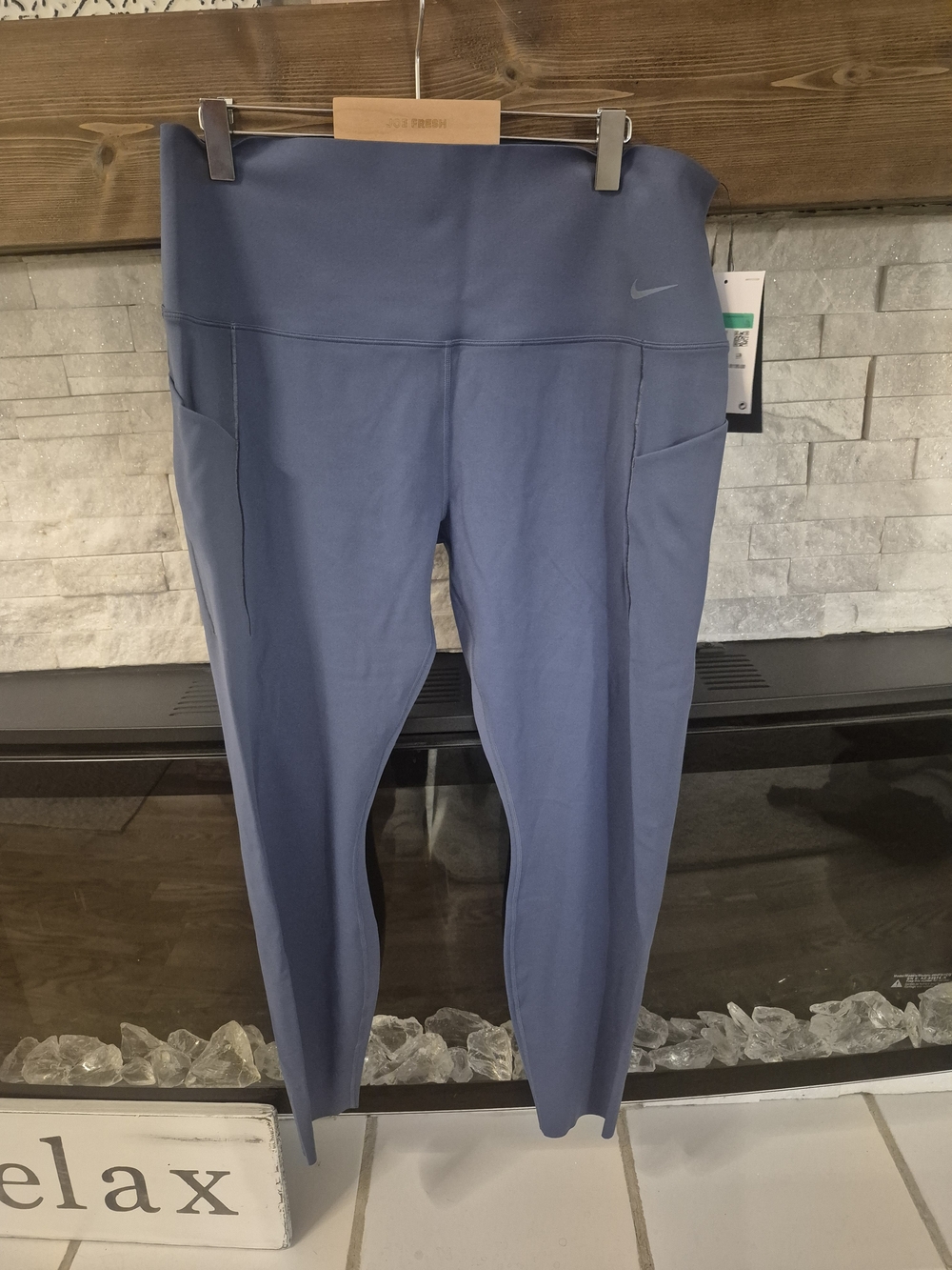 Nike Womens Blue High-Rise Pocket Leggings